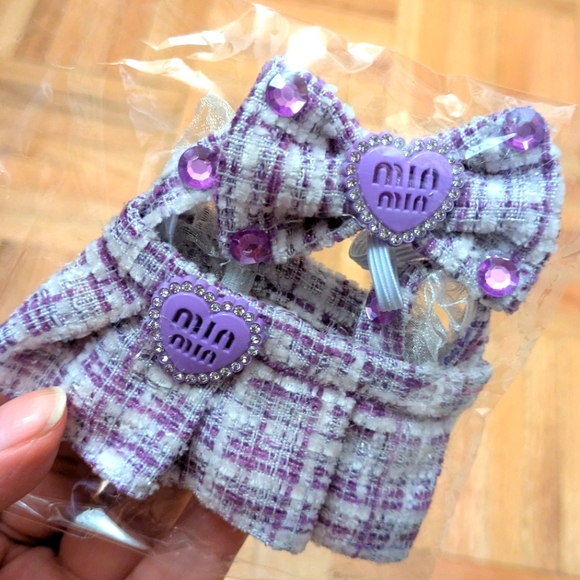Labubu "Miu Miu" Clothes Purple and White Plaid Dress With Bow Kawaii - Picture 2 of 2